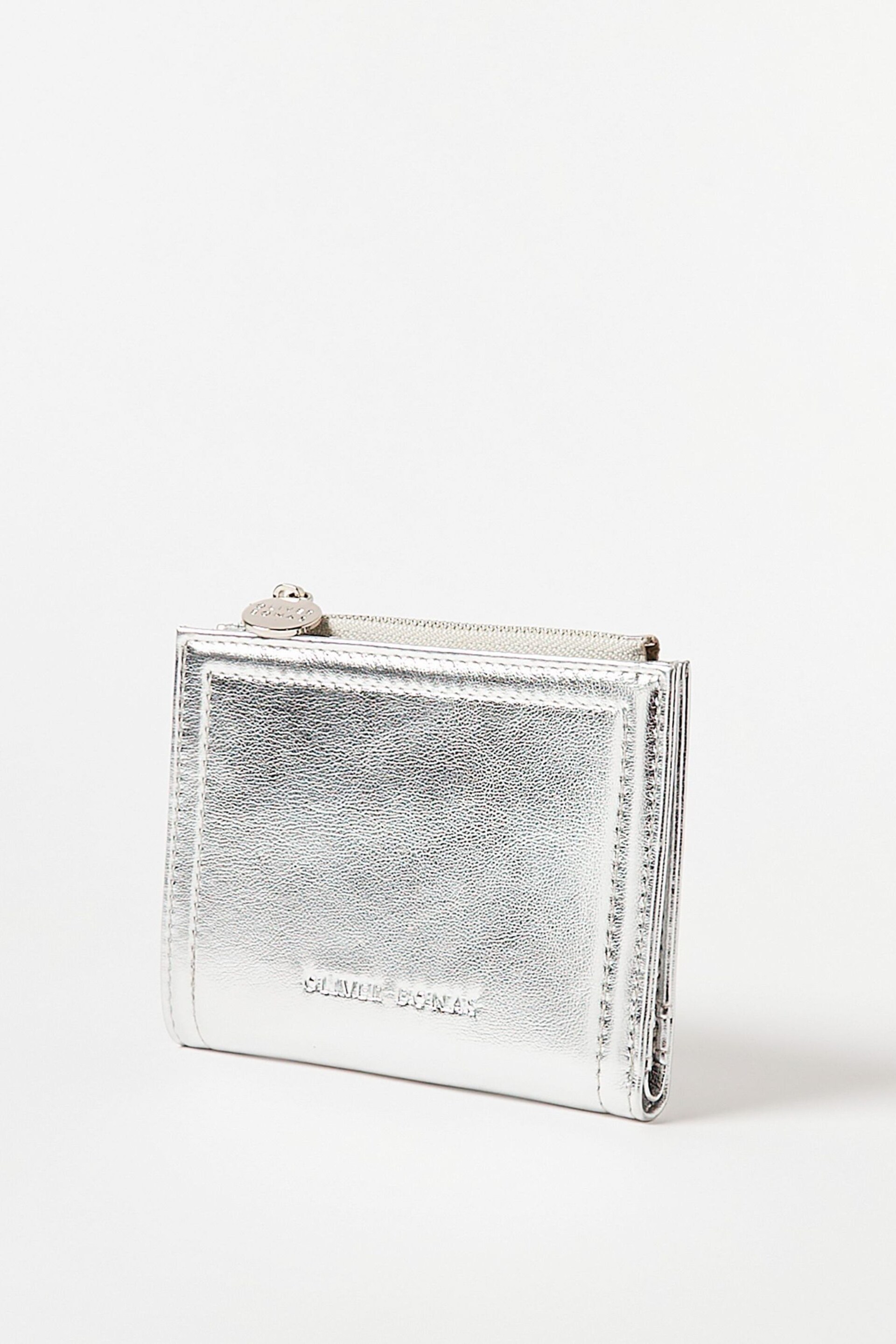 Oliver Bonas Silver Leopard Print Kinley Zipped Purse - Image 2 of 6