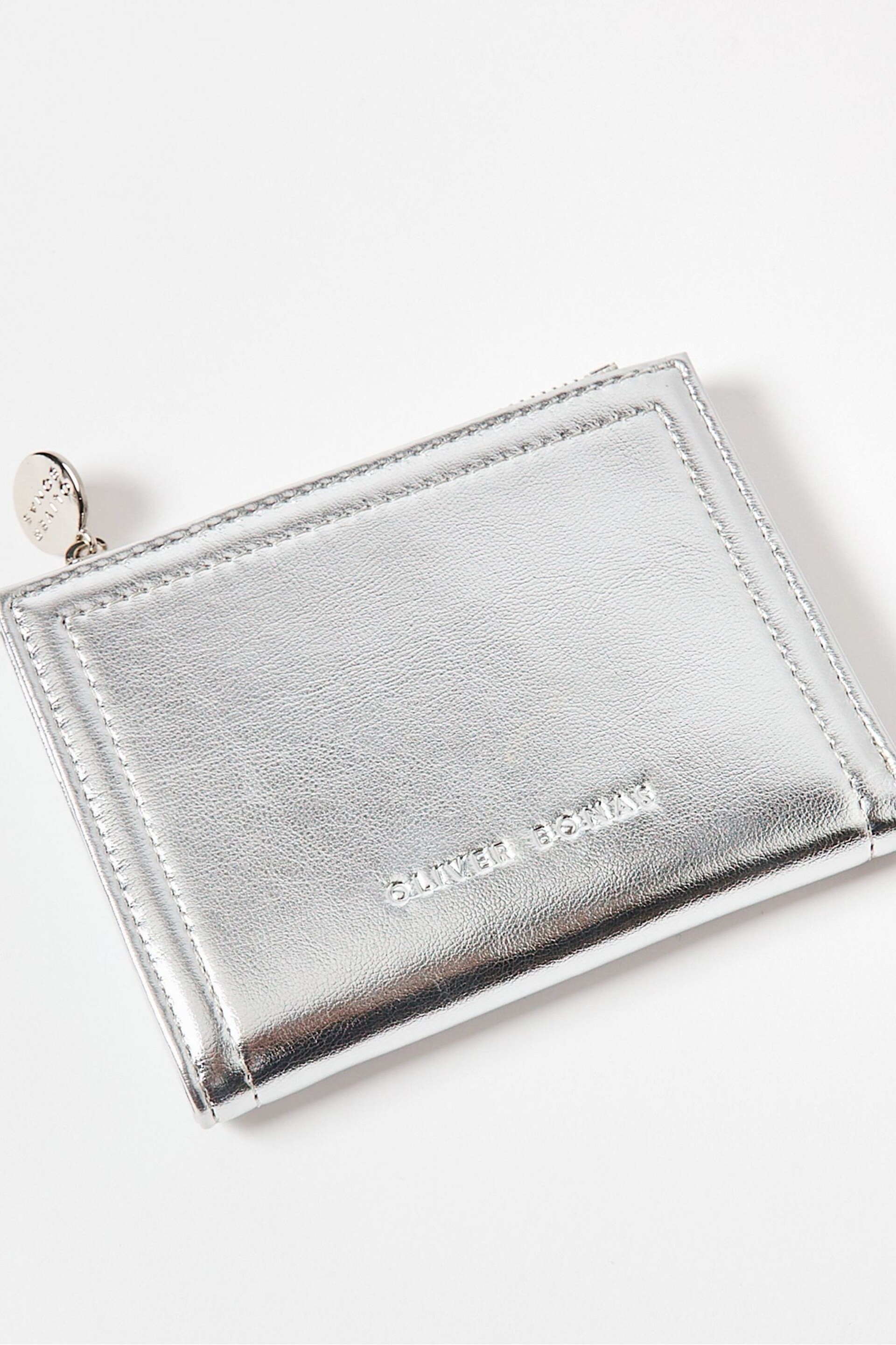 Oliver Bonas Silver Leopard Print Kinley Zipped Purse - Image 6 of 6