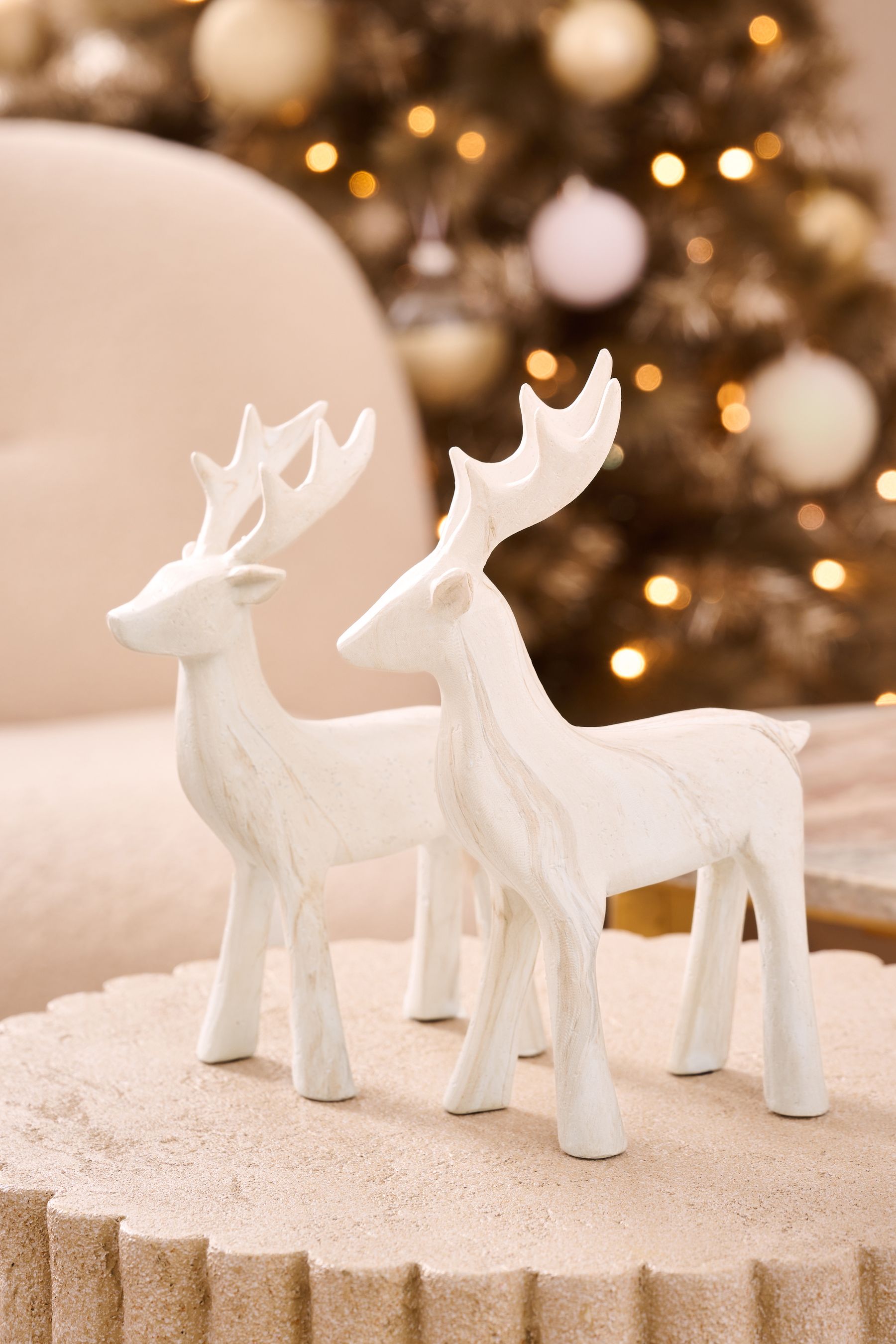 Buy Set of 2 White Stag Ornaments from the Next UK online shop