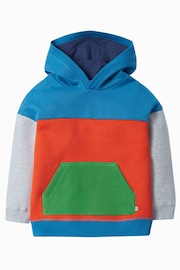 Frugi Blue Organic Cotton Bowen Colour Block Hoodie - Image 3 of 6