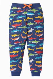 Frugi Blue Organic Cotton Shark Printed Snug Joggers - Image 1 of 3