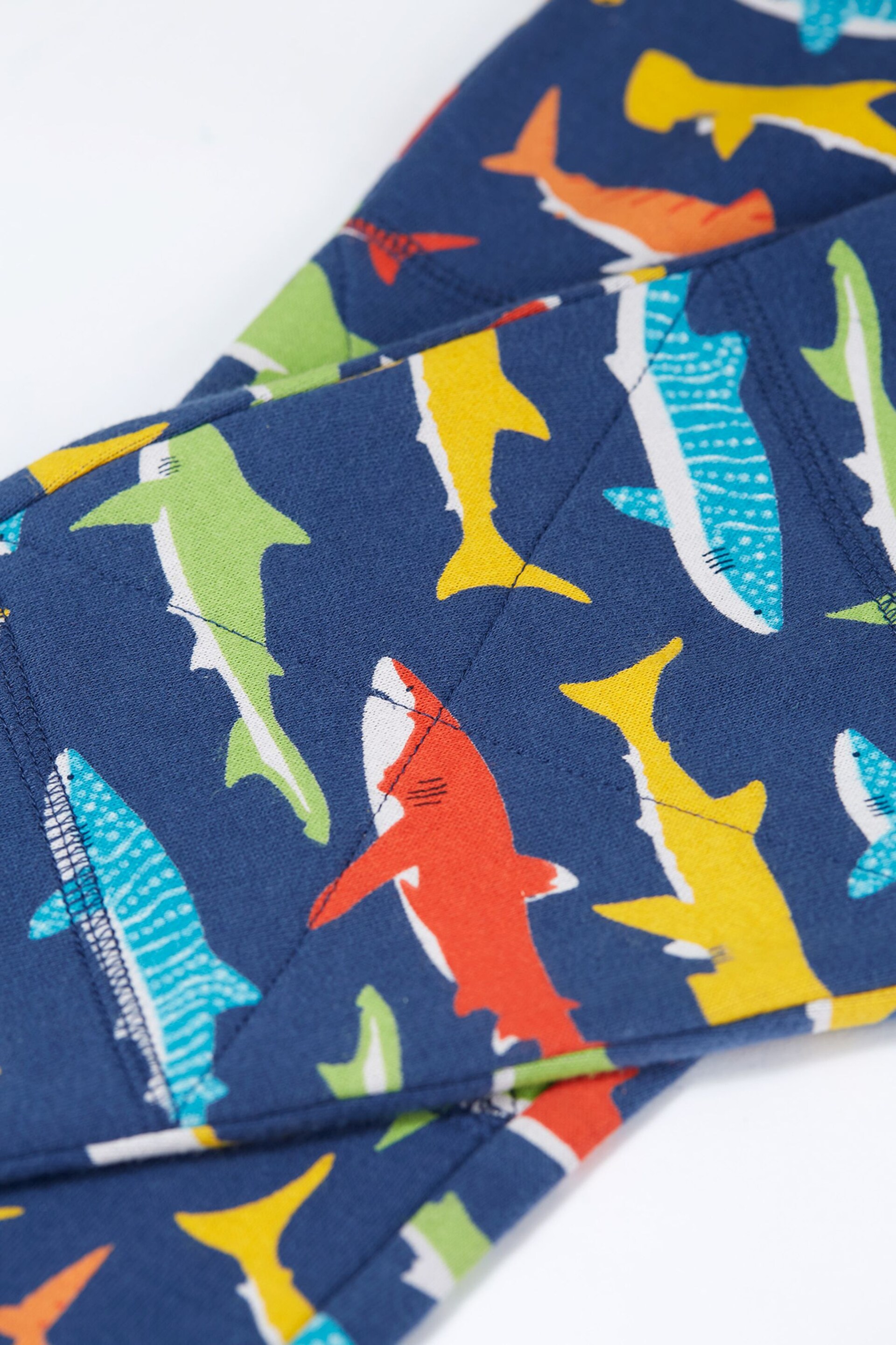 Frugi Blue Organic Cotton Shark Printed Snug Joggers - Image 2 of 3