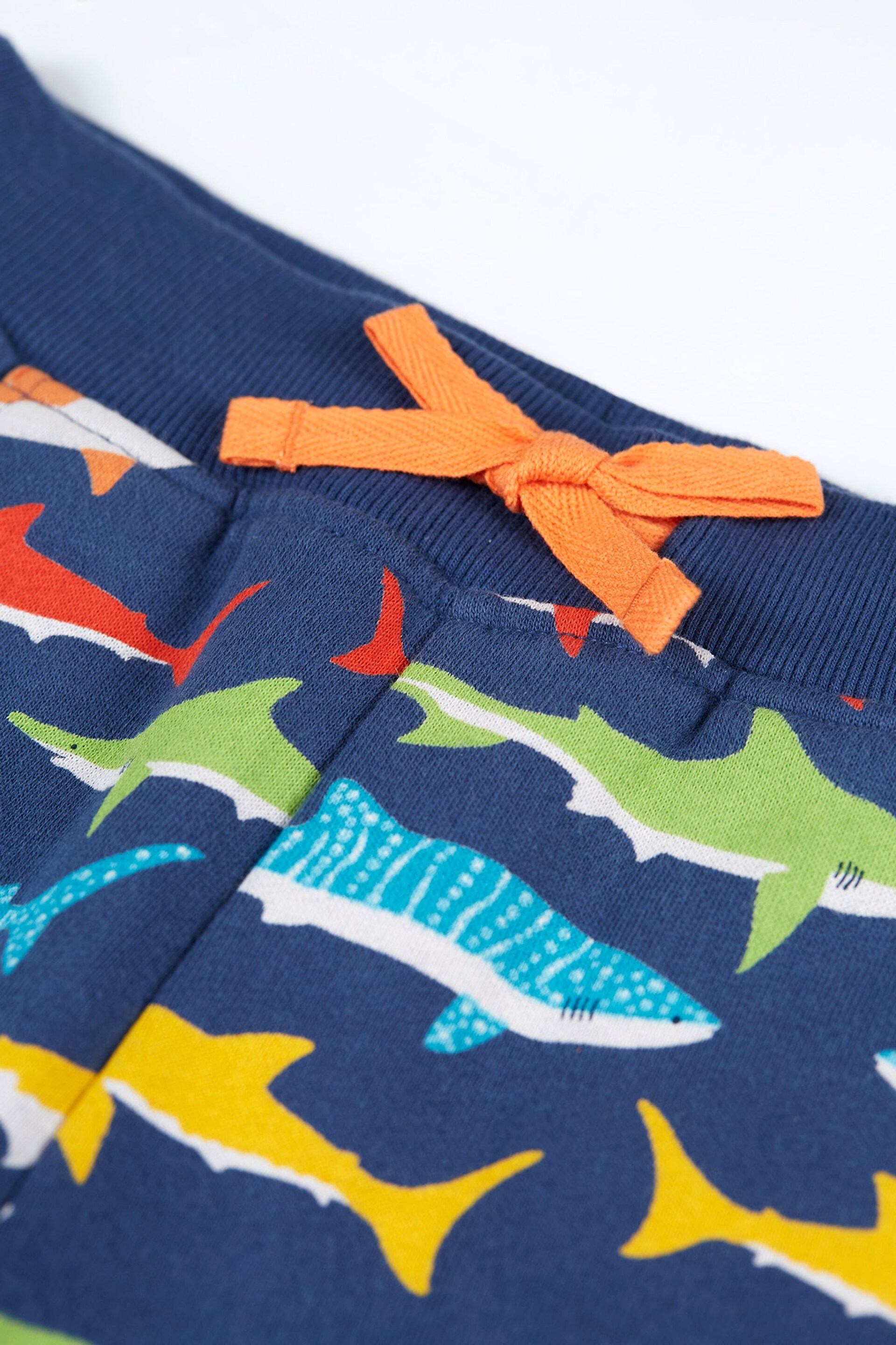 Frugi Blue Organic Cotton Shark Printed Snug Joggers - Image 3 of 3