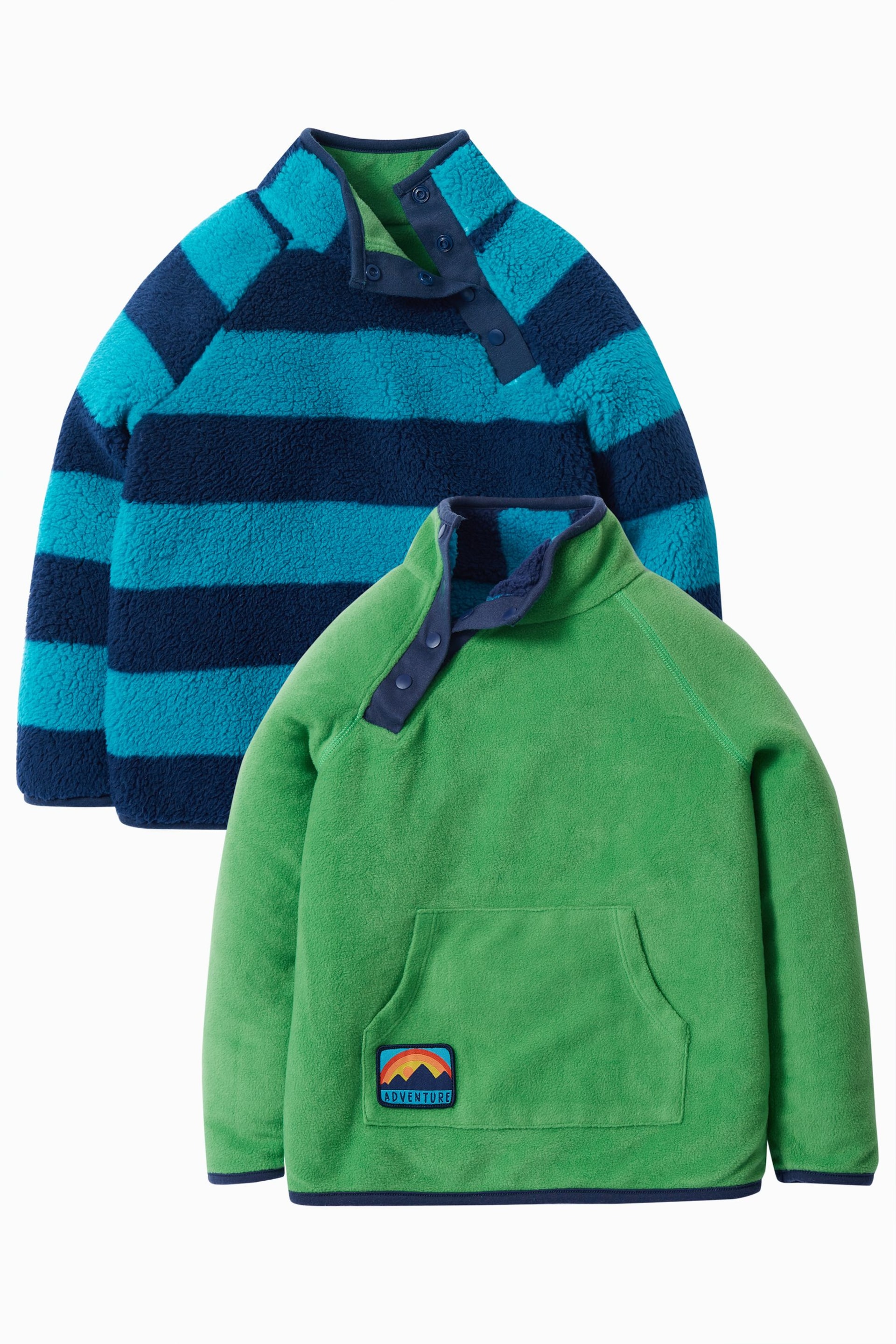 Frugi Blue Stripe Reversible Snuggle Fleece - Image 1 of 5