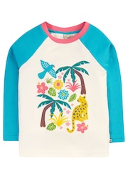 Frugi Organic Cotton Jungle Print Long Sleeve Raglan White Top - Image 2 of 5