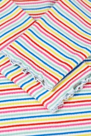 Frugi Multi Rainbow Stripe Short Sleeve Rib Skater Dress - Image 4 of 4