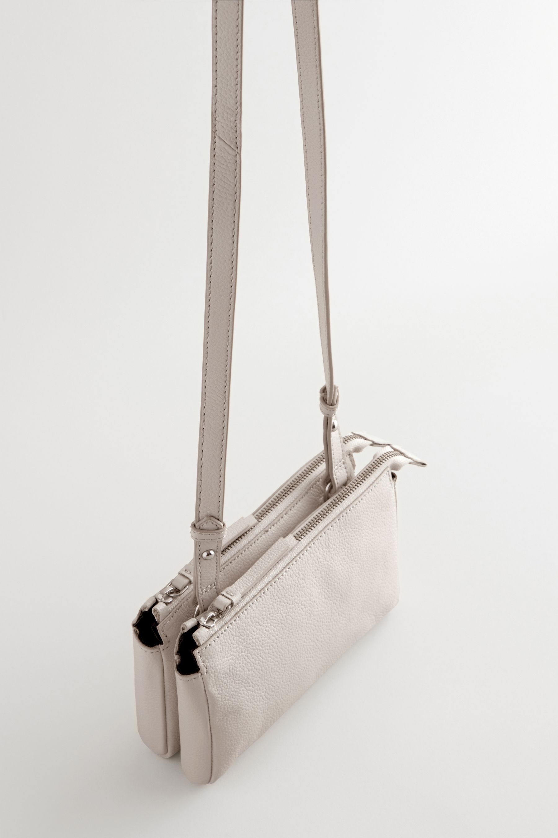 Bone Small Leather Zip Cross Body Bag