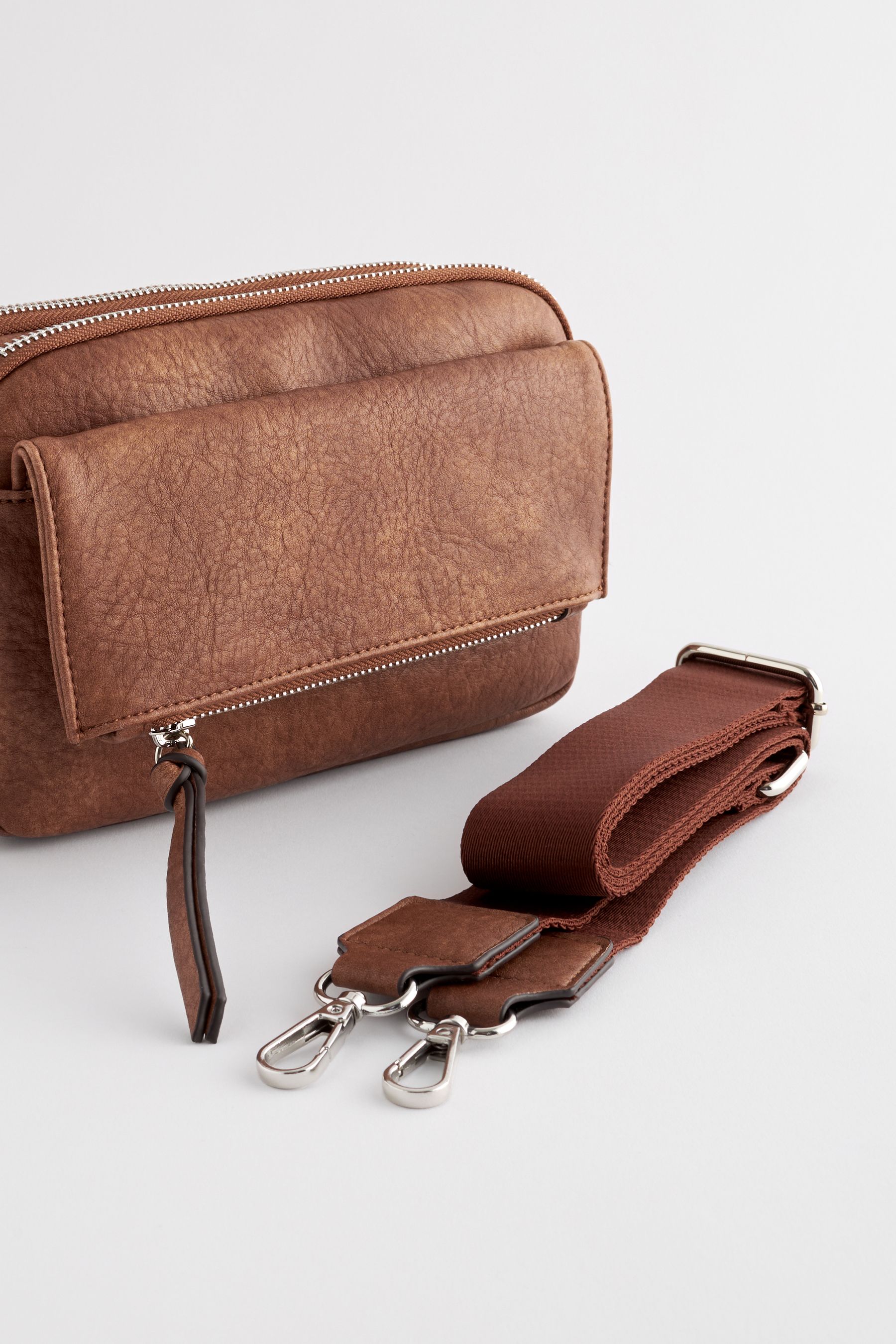 Tan Brown Utility Wash Cross Body Bag