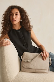 Grey Leather Quilted Shoulder Bag - Image 4 of 10