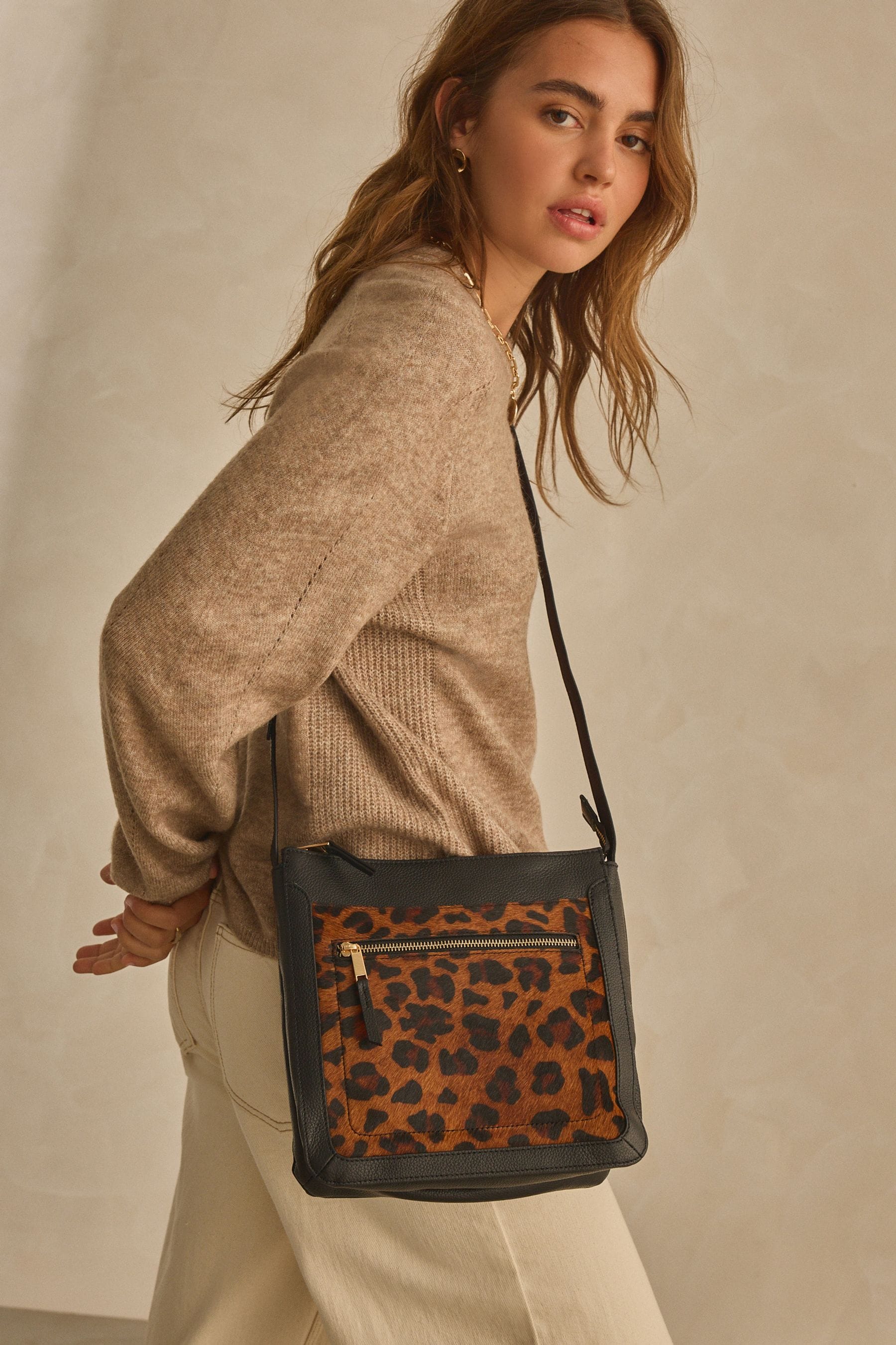 Buy Leopard Leather Pocket Messenger Bag from Next Luxembourg