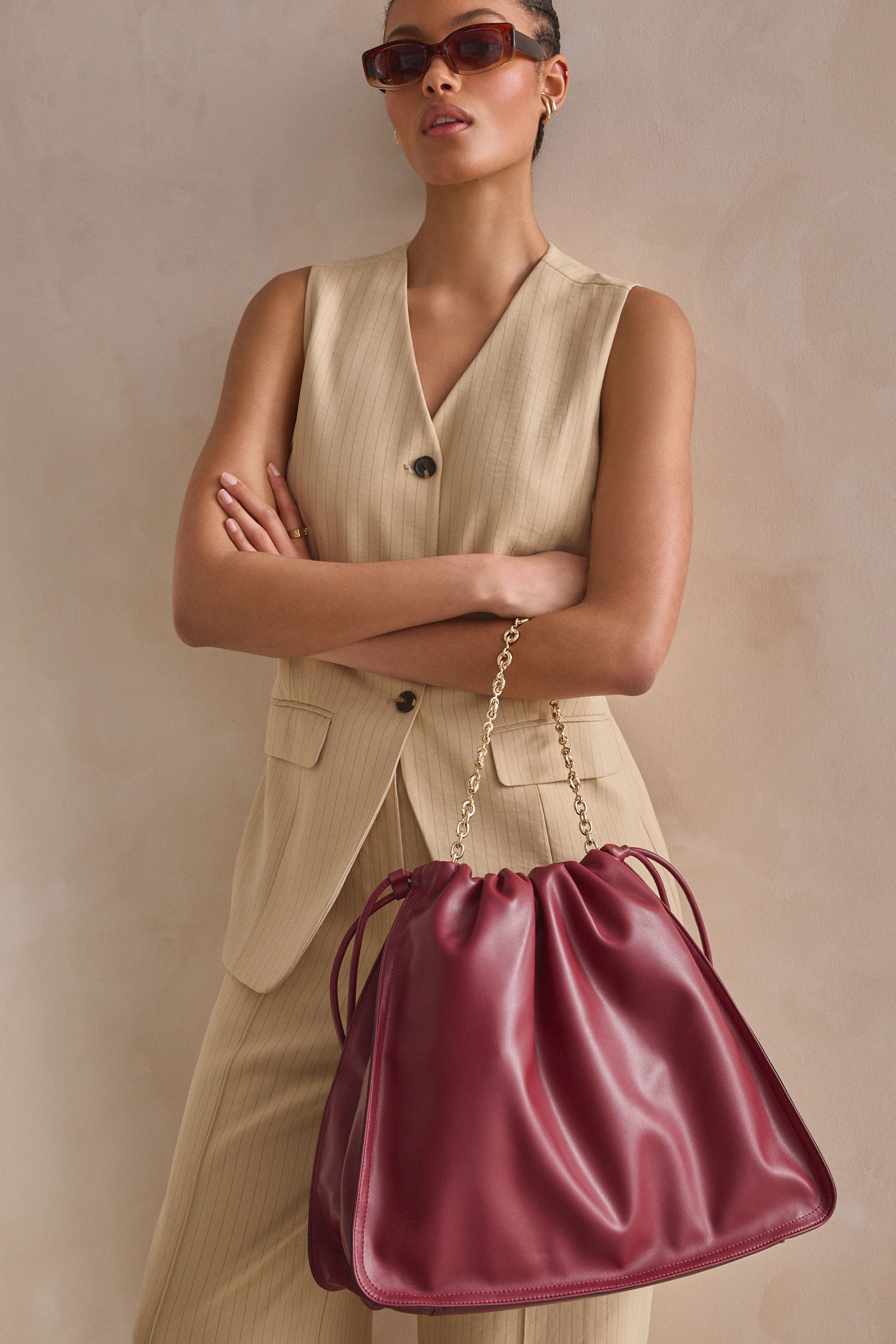 Buy Burgundy Red Chain Detailed Shoulder Bag from Next Germany