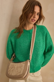 Grey Cross-Body Saddle Bag - Image 1 of 10