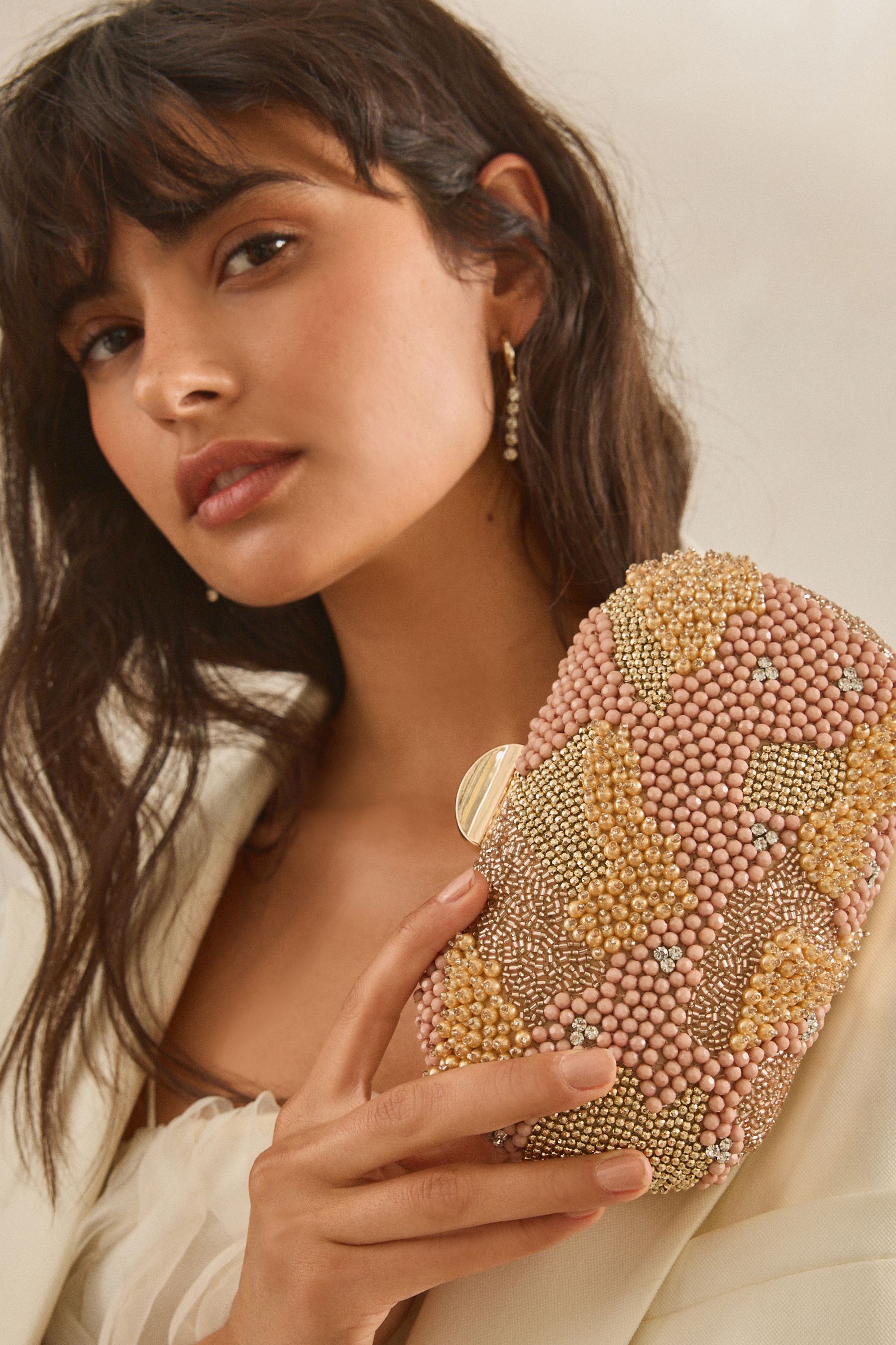Buy Pink Beaded Boxy Clutch Bag from the Next UK online shop