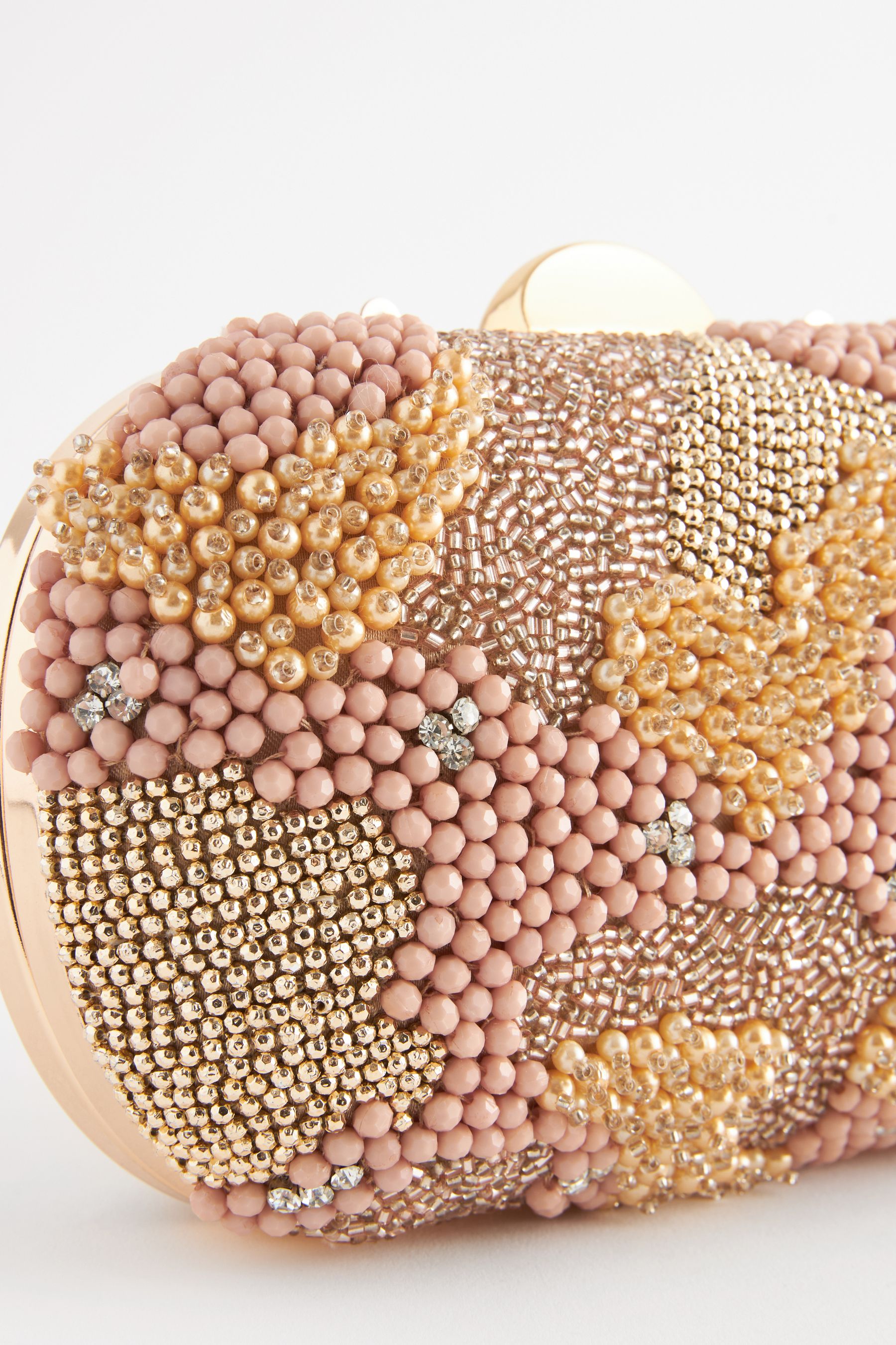 Rose gold beaded clutch bag outlet