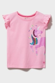 Crew Clothing Sequin Butterfly and Stripe Cotton Casual T-Shirt - Image 1 of 3