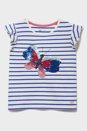 Crew Clothing Sequin Butterfly and Stripe Cotton Casual T-Shirt - Image 1 of 3