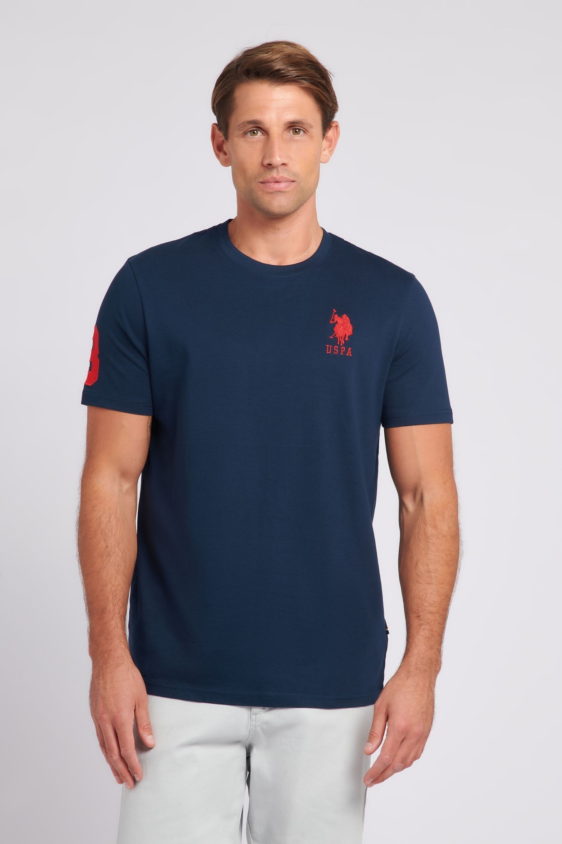 U.S. Polo Assn. Navy Blue Regular Fit Mens 100 Cotton Player 3 T Shirt