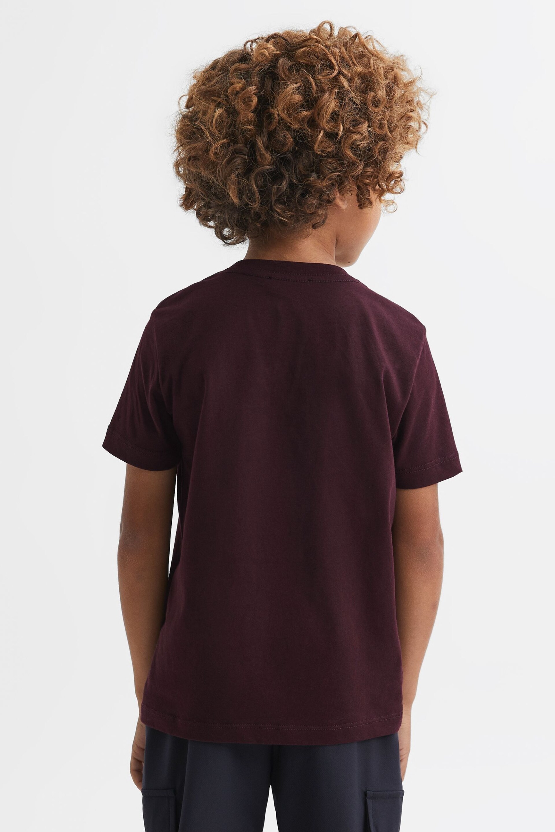 Reiss Bordeaux Bless Crew Neck T-Shirt - Image 5 of 6