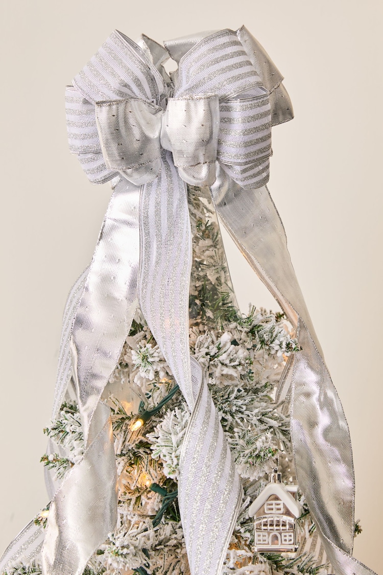 Silver Bow Christmas Tree Topper - Image 2 of 3