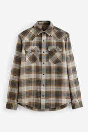 Brown/Stone Natural Long Sleeve Western 100% Cotton Check Shirt - Image 5 of 9