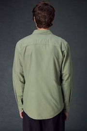 Sage Green Twin Pocket Textured Western Long Sleeve 100% Cotton Shirt - Image 3 of 11