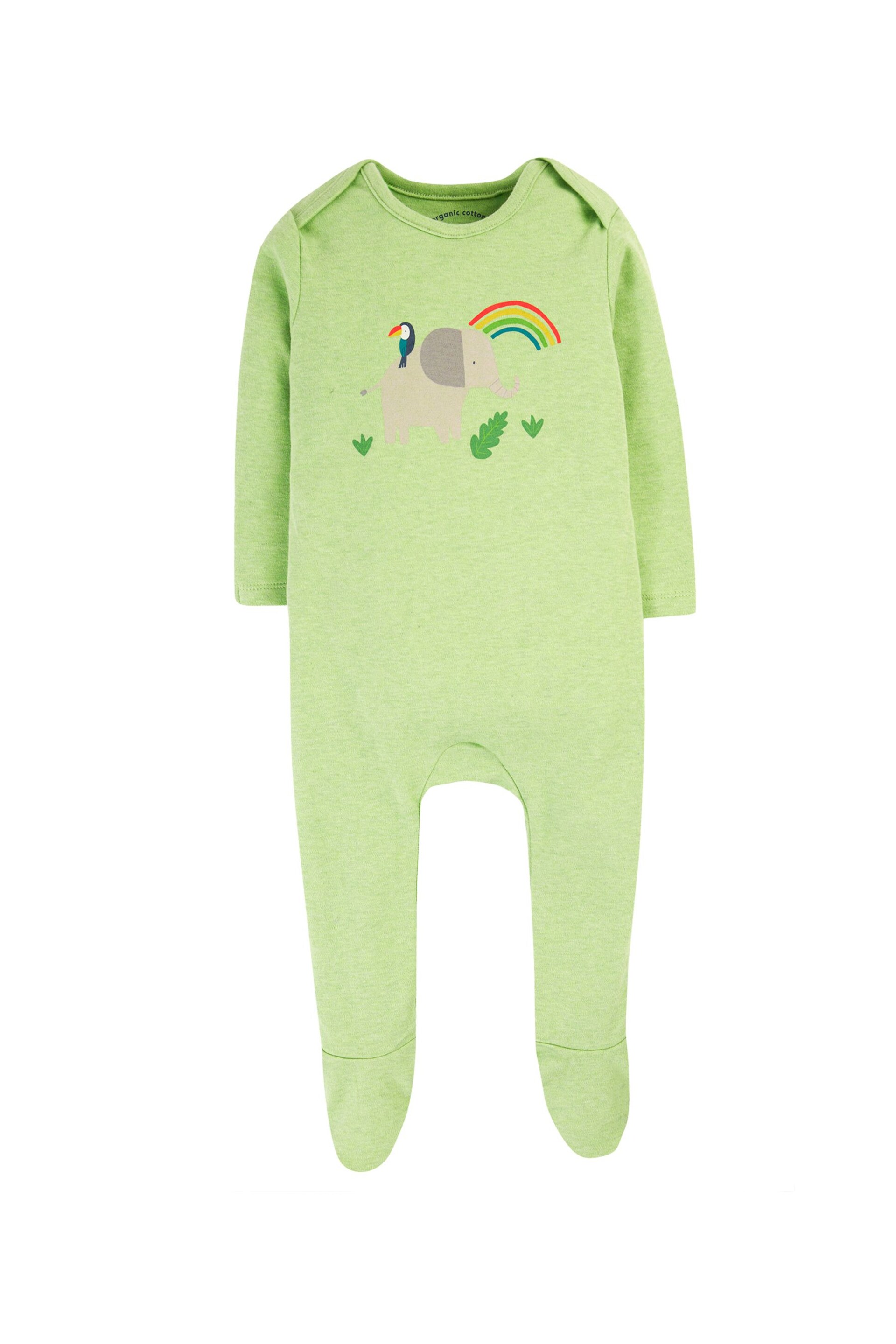 Frugi Green Marl Easy Dressing Babygrow - Image 1 of 2