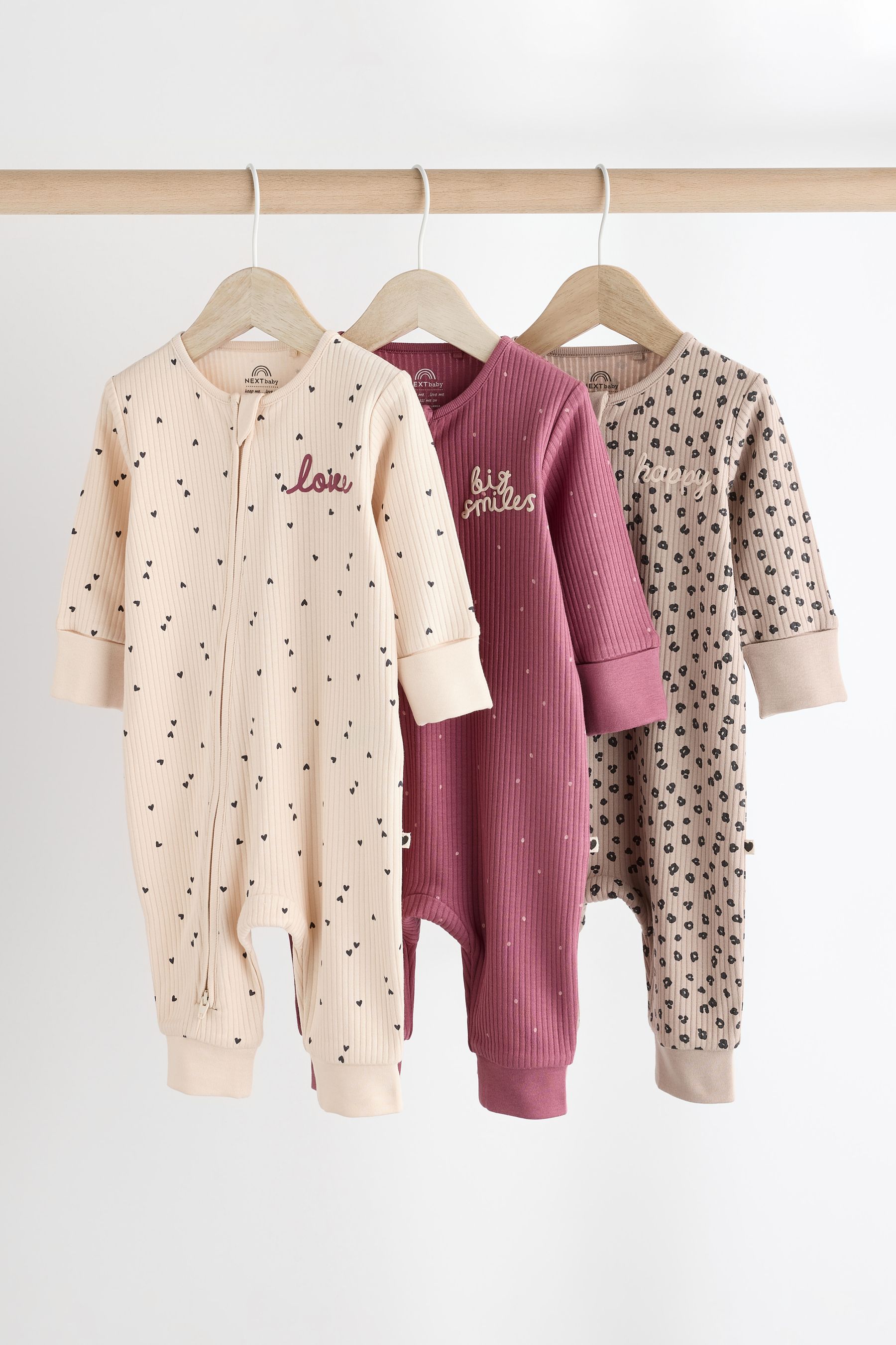 Buy Neutral Baby Two Way Zip Footless Sleepsuits 3 Pack 0mths 3yrs from Next France
