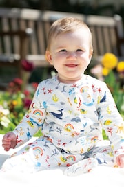 Frugi White Rainbow Sea Footed Sleepsuit - Image 2 of 5