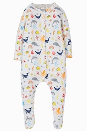 Frugi White Rainbow Sea Footed Sleepsuit - Image 3 of 5