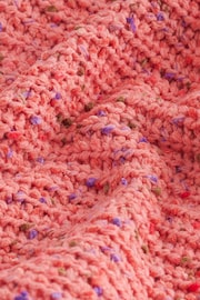 Coral Pink Slouch Off Shoulder Neppy Chunky Knitted Jumper - Image 7 of 7