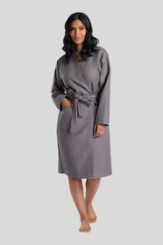 Loungeable Grey Cotton Waffle Robe - Image 4 of 7