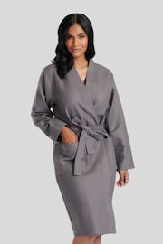 Loungeable Grey Cotton Waffle Robe - Image 5 of 7
