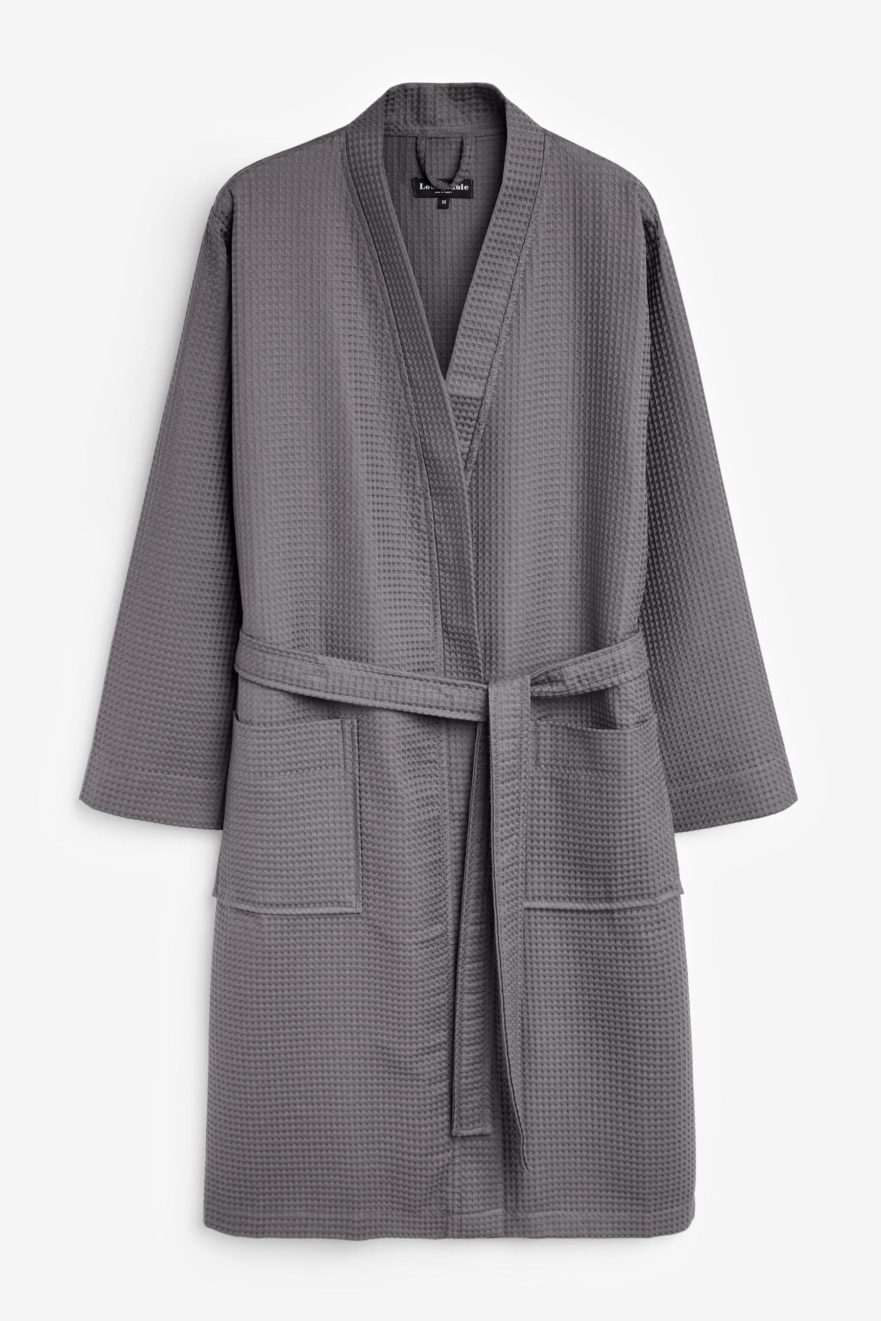 Loungeable Grey 100 Cotton Waffle Robe