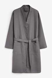 Loungeable Grey Cotton Waffle Robe - Image 7 of 7