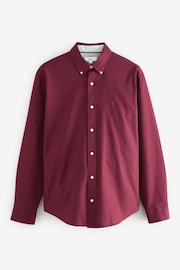 Burgundy Red Regular Fit 100% Cotton Long Sleeve Oxford Shirt - Image 8 of 10