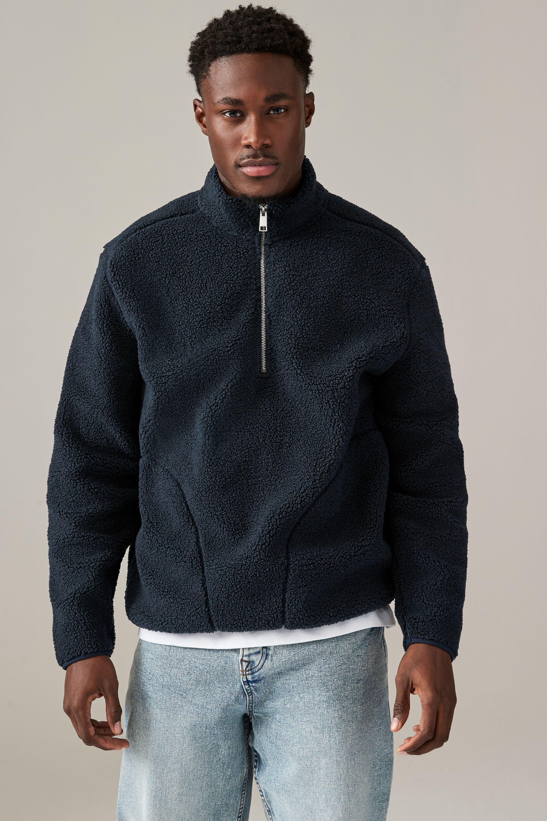 Navy fleece lined jacket top