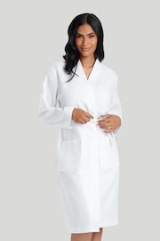 Loungeable White Cotton Waffle Robe - Image 3 of 7