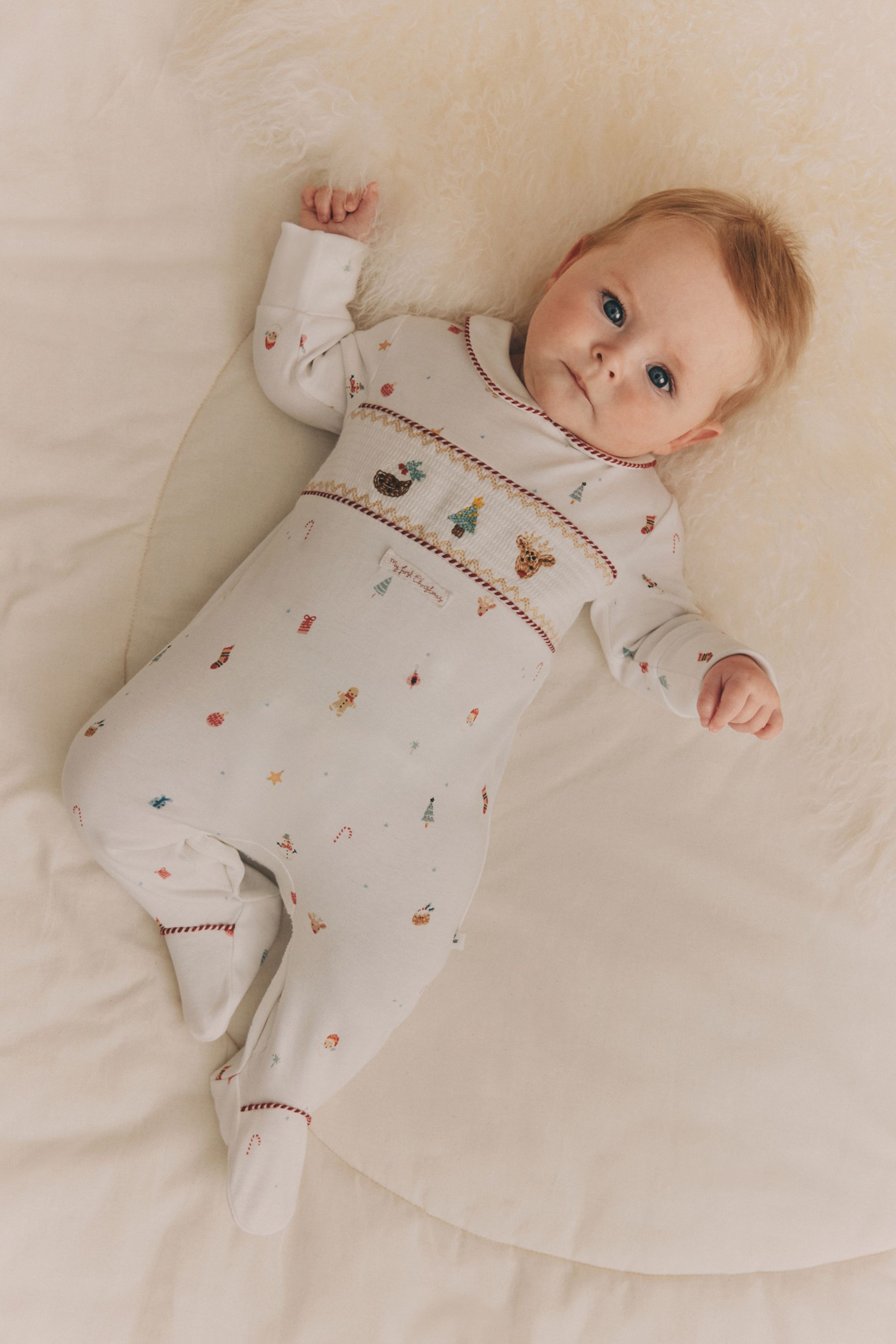 Buy White Baby Christmas Character 100 Cotton Sleepsuit 0 12mths from the Next UK online shop