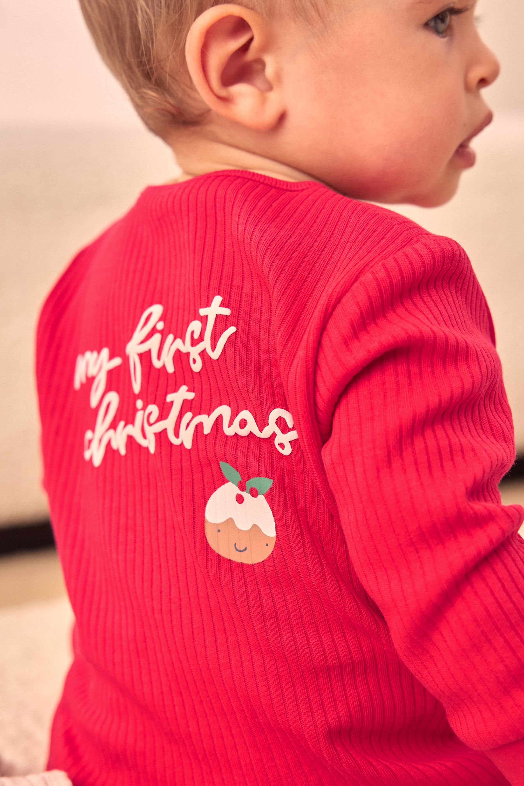Red My First Christmas Baby Sleepsuit 0mths 3yrs