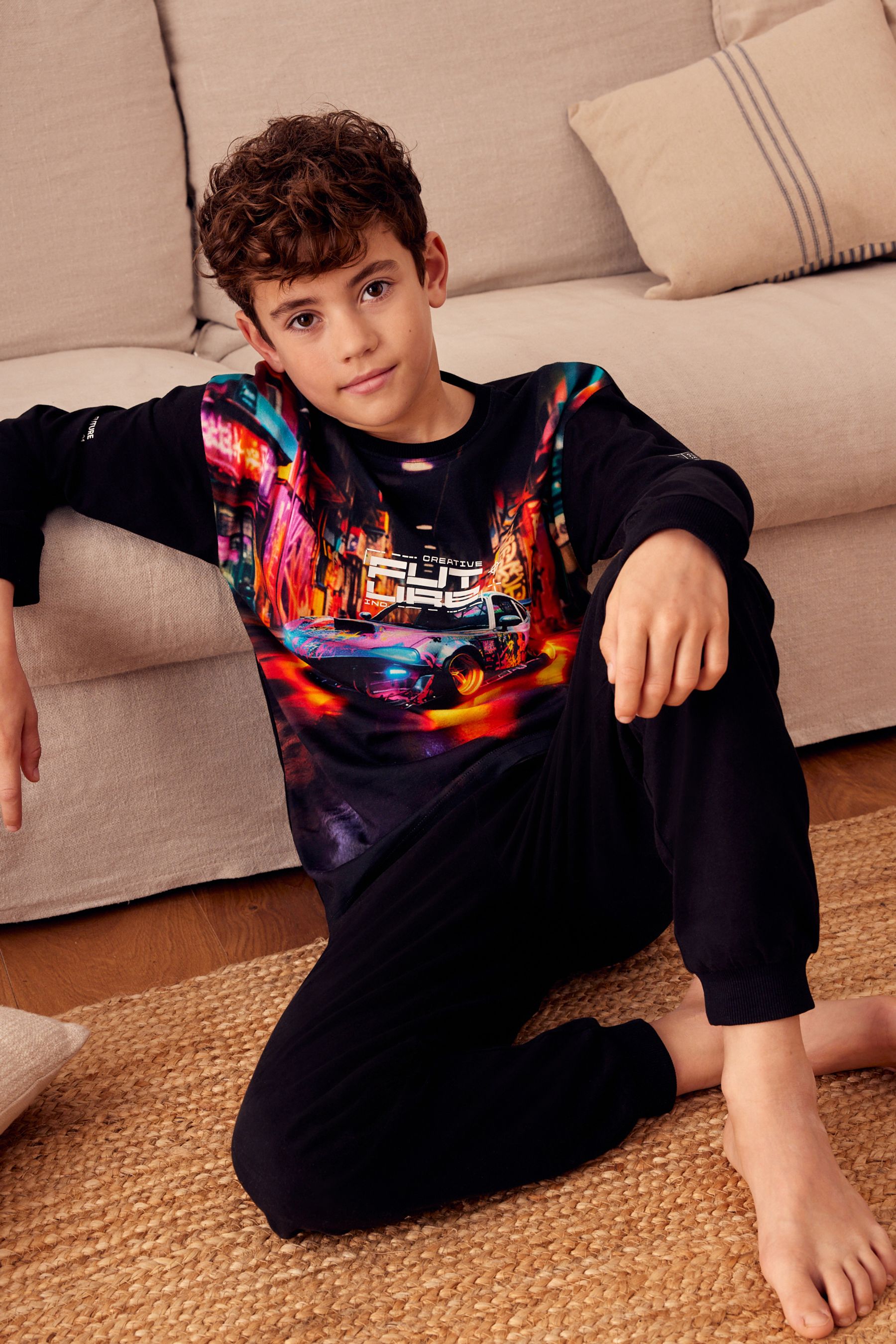 Buy Alex s Wish Black Racing Car 100 Cotton Single Pyjamas 4 16yrs from the Next UK online shop