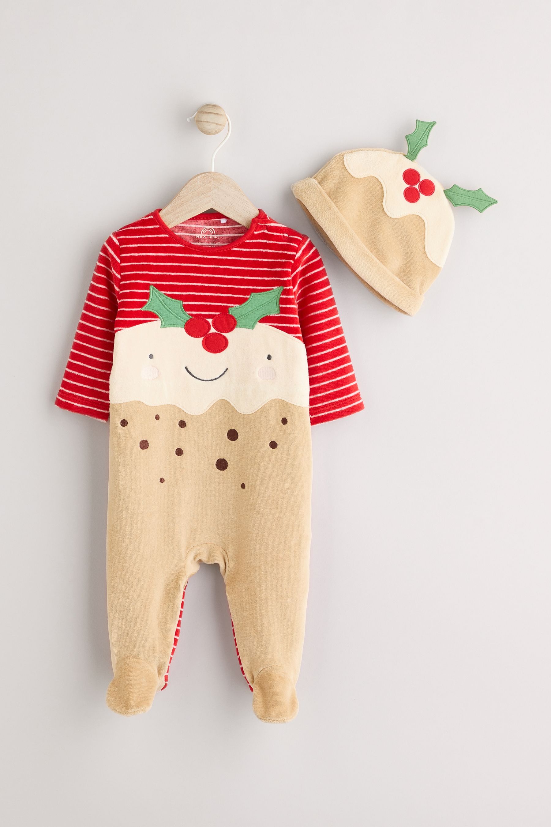 Buy Red Pudding Baby Christmas Sleepsuit Hat Set 0mths 2yrs from the Next UK online shop