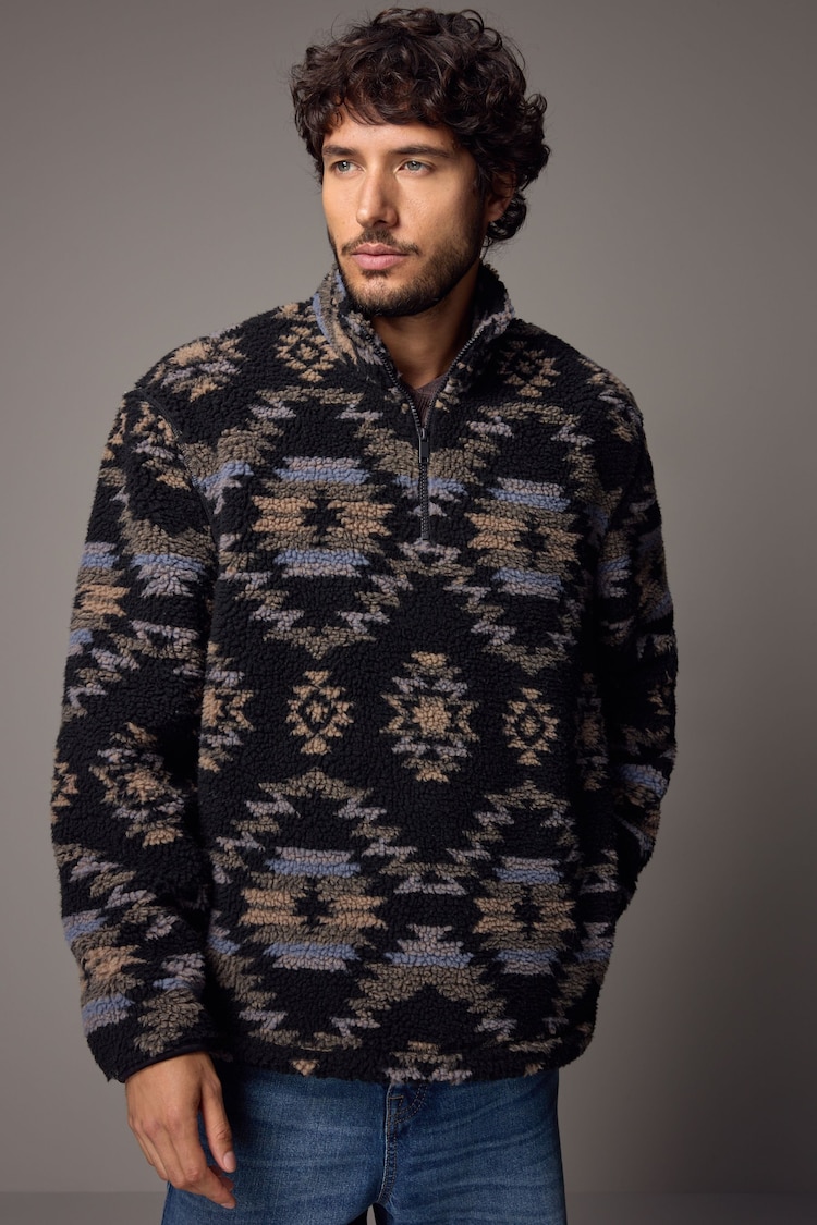 Multi Black Printed Fleece - Image 1 of 10