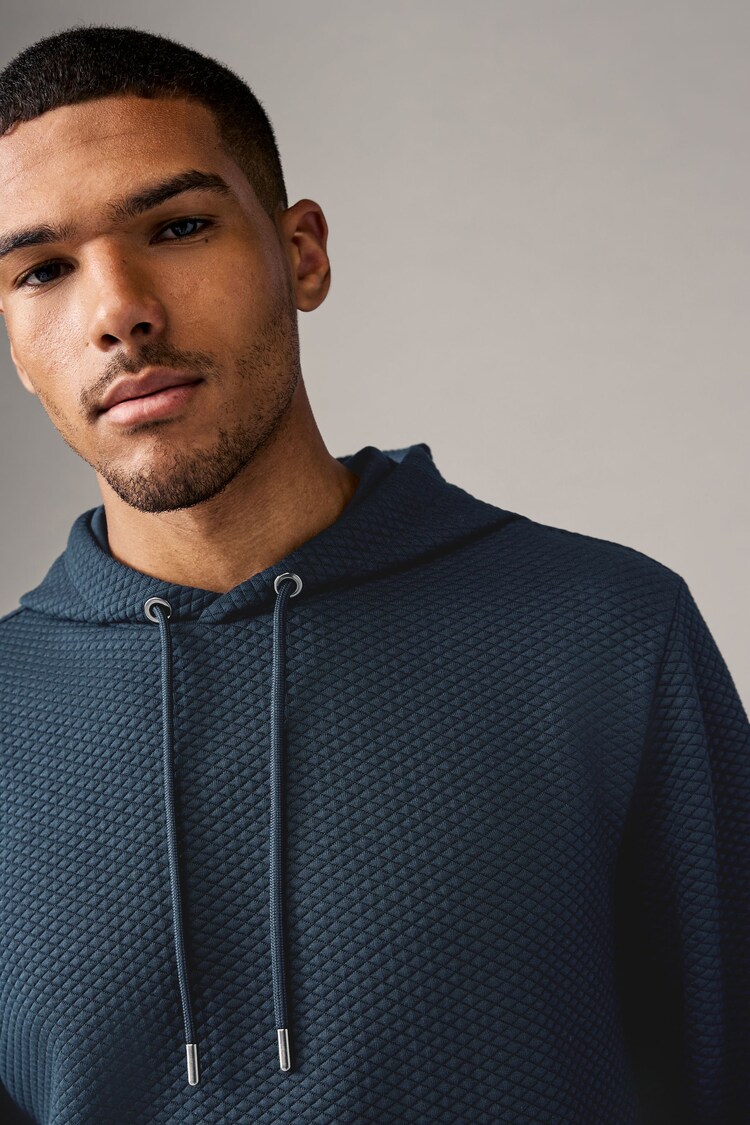 Buy Navy Hooded Textured Overhead Hoodie from the Next UK online shop