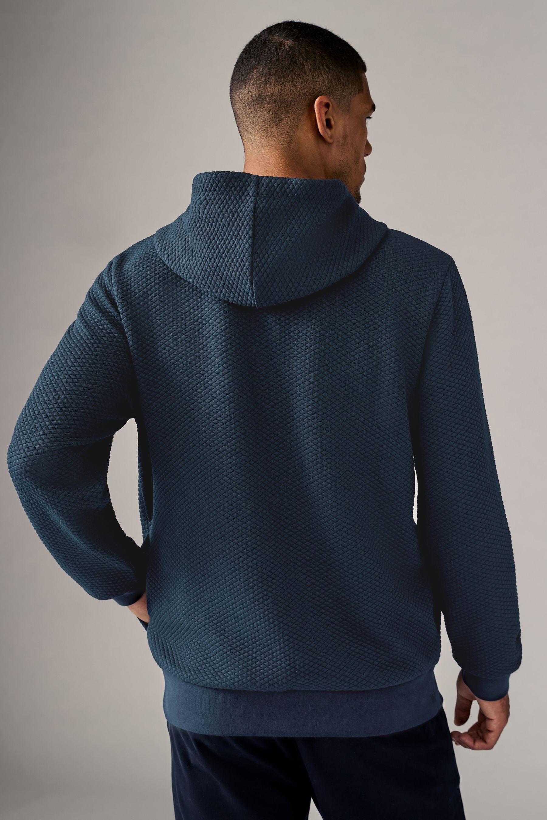 Buy Navy Hooded Textured Overhead Hoodie from the Next UK online shop