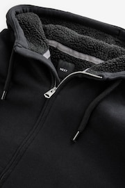 Black Zip Through Borg Zip Through Hoodie - Image 8 of 9