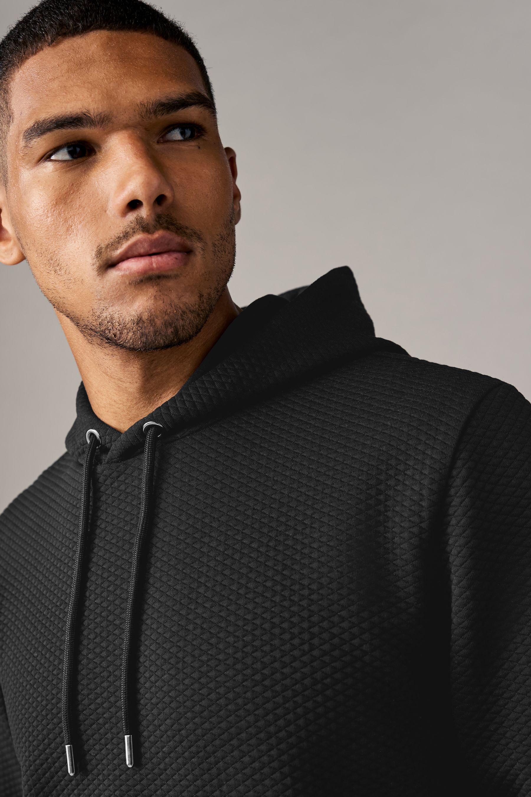 Buy Black Hooded Textured Overhead Hoodie from the Next UK online shop