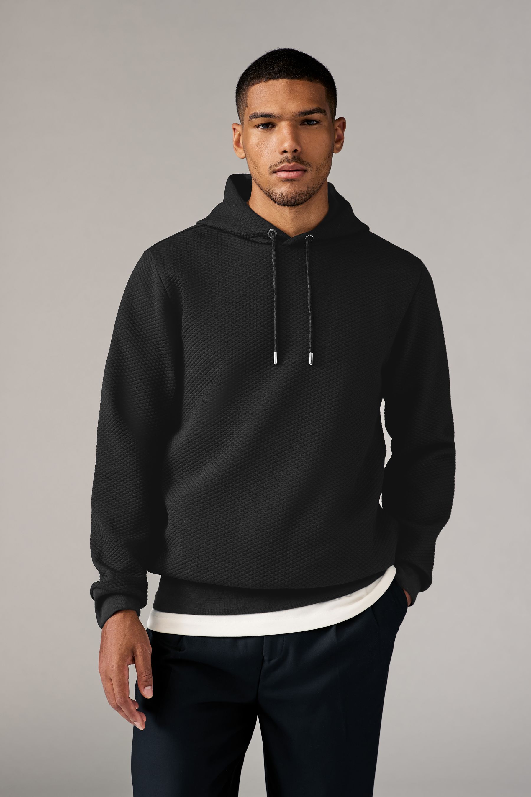 Buy Black Hooded Textured Overhead Hoodie from Next Germany