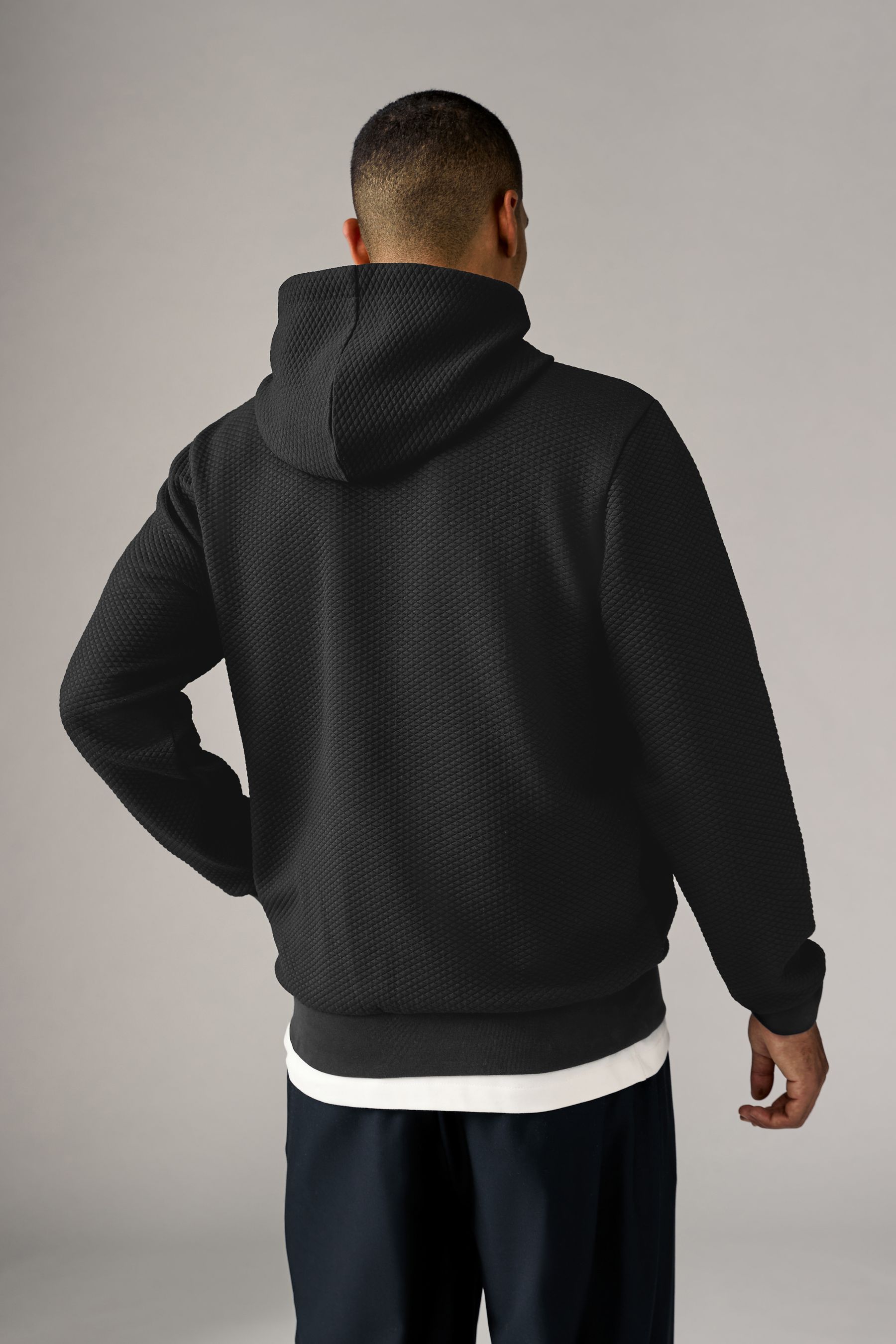 Buy Black Hooded Textured Overhead Hoodie from Next Germany