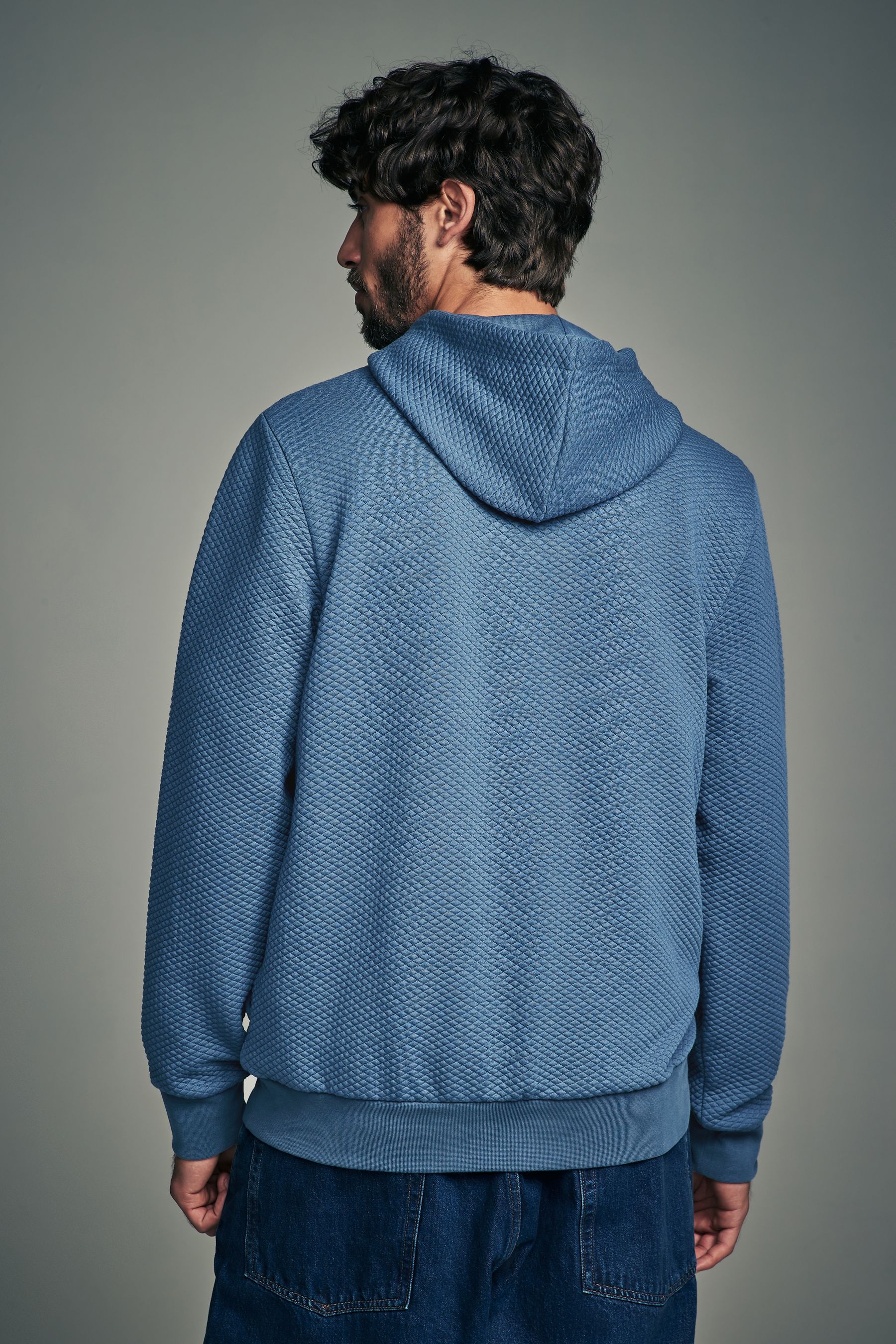 Buy Bright Blue Hooded Textured Overhead Hoodie from Next Saudi Arabia