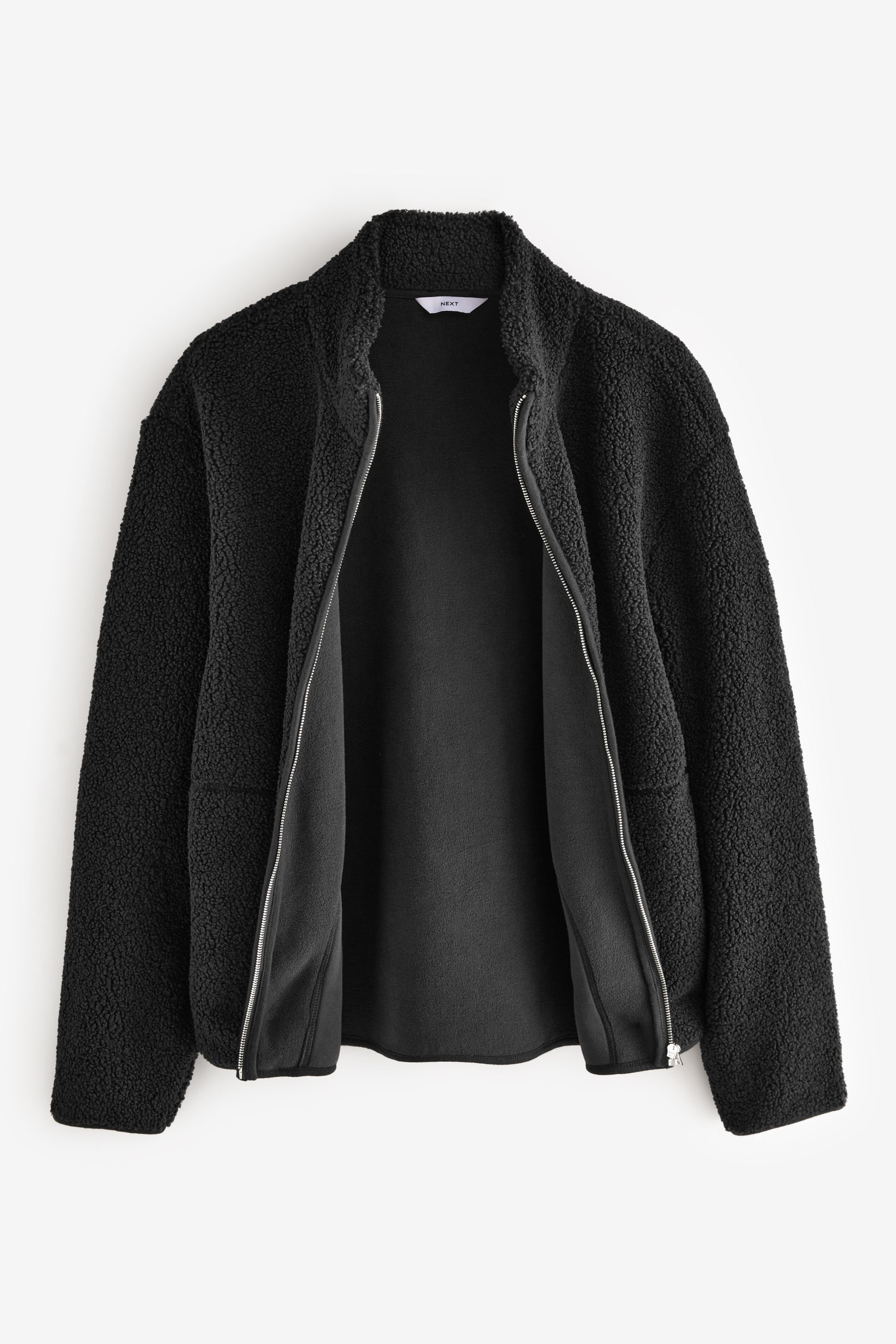 NEXT Black Funnel Neck Borg Fleece Lined Jacket X Large Mens